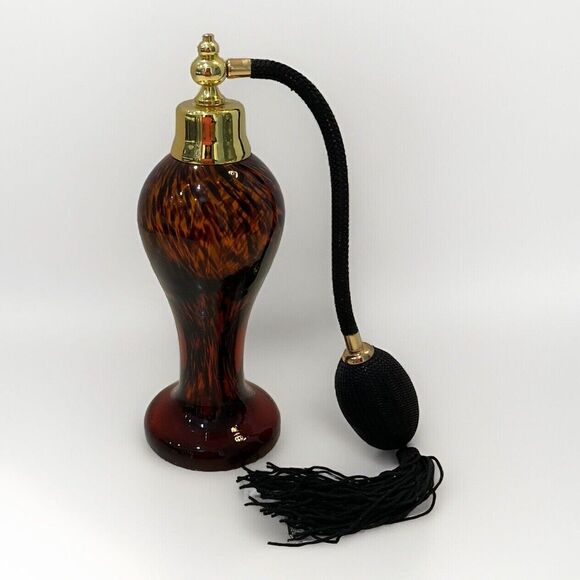 Vintage Crystal Clear Vanity Perfume Atomizer Bottle Leopard Brown Black Cheetah - Picture 5 of 7